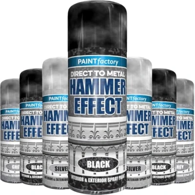 Image of AlezyB 1 x Hammered Effect Black Spray Paint 400ml, Use for Interior &amp; Exterior Aerosol Metal Wood and Plastic