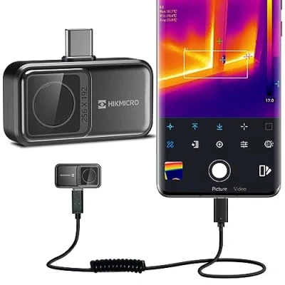 Image of HIKMICRO Mini2 Thermal Imaging Camera for Android, 256 x 192 IR Resolution, 25Hz Refresh Rate, 50 Wide Angle, Infrared Imager 49,152 Pixels, 20C to 350C, USB C，not iphone