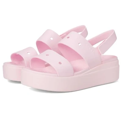 Image of Crocs Women&#039;s Brooklyn 4U Sandal, Pink Milk, 8 UK