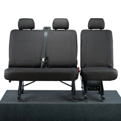 Image of UK Custom Covers SC212B SC213B Tailored Heavy Duty Waterproof 2nd Row Seat (Single/Double) Black To Fit VW Transporter T5/T5.1 Kombi 2003 2015