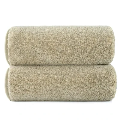 Image of POLYTE Terry Twist Weave Microfiber Oversize Quick Dry Lint Free Bath Towel, 152.4 x 76.2 cm, Pack of 2 (Beige)