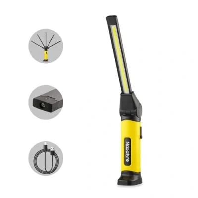 Image of Napatyre LED Torch Rechargeable Work Light,1000 Lumens Portable Emergency Inspection Lamp with Magnetic Base,120 Rotate 3 Modes Light for Camping Car Repair (1 Pack)