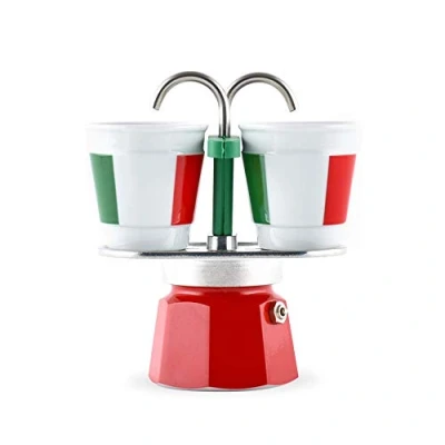 Image of Bialetti 6196 Mini Express Italia Coffee Maker 2 Cups + Glasses Aluminium,