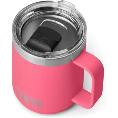Image of YETI Rambler Mug, Vacuum Insulated Stainless Steel Stackable Mug with Magslider Lid, Tropical Pink, 10 oz (296 ml)