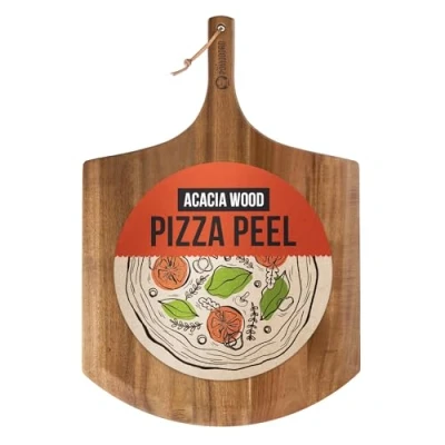 Image of Chef Pomodoro 16 inch Acacia Pizza Peel, Wooden Peel Inch, Homemade Wood with Handle, Oven Accessories, Spatula Gourmet