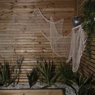 Image of Samuel ALEXANDER Pack of 2 2.9m Halloween Freaky Fabric Net Decoration in Cream