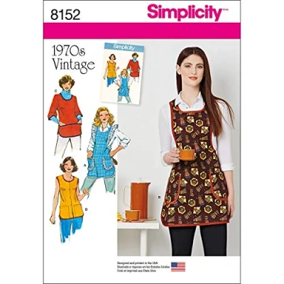Image of Simplicity Pattern 8152 Misses&#039; Vintage 1970&#039;s Aprons, Paper, White, 22 x 15 1 cm
