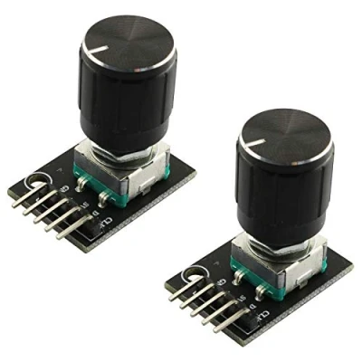 Image of RLECS 2pcs Encoder Module Brick Sensor clickable Switch 360 Degree Rotary KY 040 with Knob Cap for Arduino