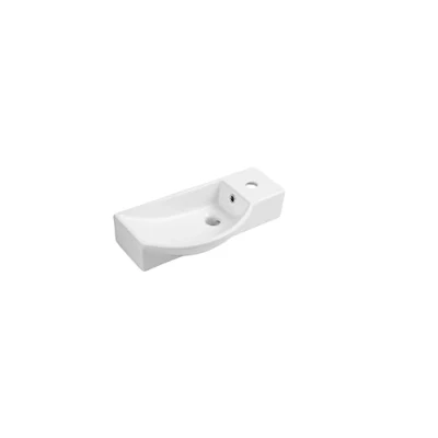 Image of iBathUK Modern Curved Ceramic Cloakroom Basin Wall Hung Bathroom Sink CA1008