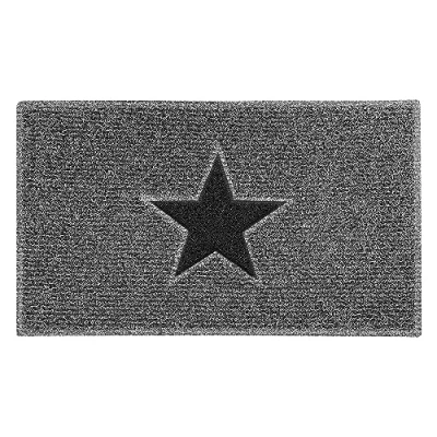 Image of Nicoman STAR Door Mat｜Entrance Barrier Dirt Trapper Floor Mat｜Patio Garden Conservatory Doormat｜Indoor Outdoor Matt｜Charcoal with Black Star, 75x44cm (29.5x17.3inches)