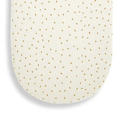 Image of The Little Green Sheep Moses Basket Fitted Sheet, Organic Linen &amp; Cotton Blend Sheet fits Most Baskets 30x70cm to 35x75cm, with Rice Print