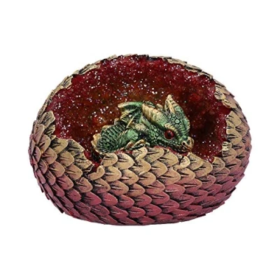 Image of Nemesis Now Green Geode Home Glittering Hatchling and Egg Figurine, Polyresin, One Size