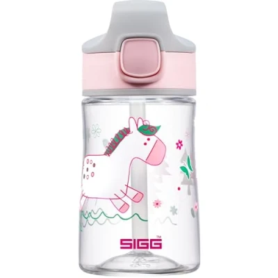 Image of SIGG Aluminium Kids Water Bottle Miracle Pony Friend With Straw Leakproof Lightweight BPA Free Scratch &amp; Break Resistant School Sports Light Pink 0.35L