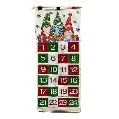 Image of Woedpez Fabric Advent Calendar Empty Hanging Fillable With 24 Pockets Countdown Christmas Ornaments Tree