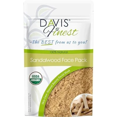 Image of Davis Finest Organic Sandalwood Powder Face Pack 250g Pure &amp; Natural Beauty Facial Mask, Brightening, Moisturizing, Smooth Radiant Glowing Skin (100g)