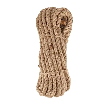 Image of D.RECT Jute Rope 10 m Hemp Rope, Natural Fibre Yarn Twisted Twine for Gardening, Bundling, Camping, Home Decoration Thickness 12 mm