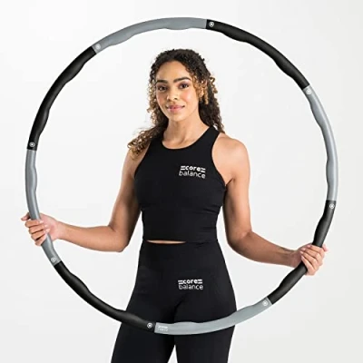 Image of Core Balance Wavy Weighted Hula Hoop For Adult Fitness Foam Padded Size Adjustable 1kg (Black)