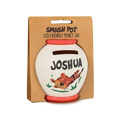 Image of History &amp; Heraldry Personalised Bamboo Smash Pot Money box (Joshua)