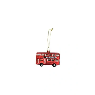 Image of Gisela Graham : Painted Glass London Bus Christmas Decoration