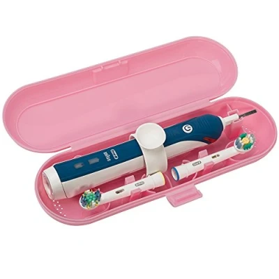 Image of meilinkeji Plastic Electric Toothbrush Travel Case for Oral B Pro Series, Pink