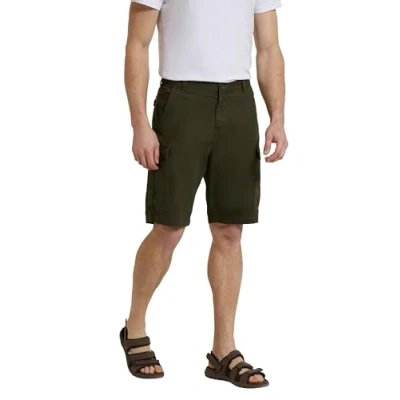 Image of Mountain Warehouse Lakeside Mens Shorts 100% Durable Twill Cotton Cargo Shorts, 6 Pockets for Walking, Running, Hiking &amp; Camping Khaki Men&#039;s W34