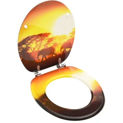 Image of vidaXL WC Toilet Seat with Lid MDF Savanne Design