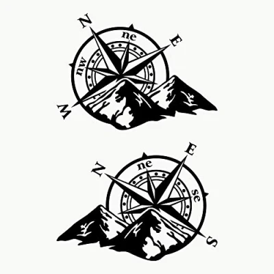 Image of Autodomy Compass Rose Off Road Sport Trail 4x4 Pack 2 Units for Car or Motorbike (White)
