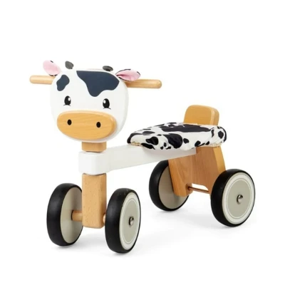 Image of Bigjigs Toys Ride On Cow My First Toddler Balance Bike, Wooden Baby Trike, Children&#039;s Animal Vehicles, Develops Gross Motor Skills, Gifts For Toddlers, Age 18 Months Old +