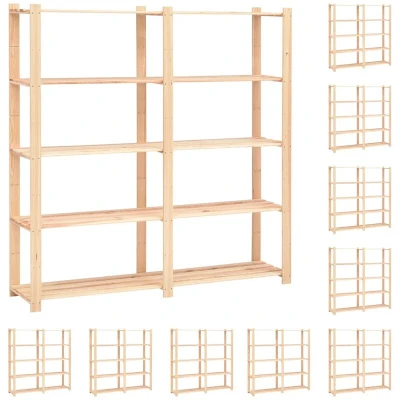 Image of vidaXL 5 Tier Storage Racks 10 pcs 170x38x170 cm Solid Pinewood 500 kg