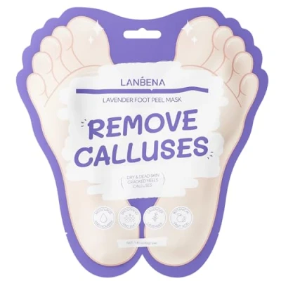 Image of LANBENA Foot Peel Mask 1 Pair Moisturizing and Exfoliating Peeling for Dry, Cracked Feet Callus Remover Skin Friendly Effective Baby Soft Feet, Men Women (Lavender)