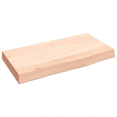 Image of vidaXL Solid Oak Wood Wall Shelf Natural Untreated Surface, Durable, Versatile Use, Installation, Rustic Design Ideal for Home and Office