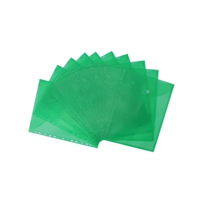 Image of HFP Exxo Document Wallet with Flap and Punched Pockets Pack of 10 312 x 223 mm Transparent Green
