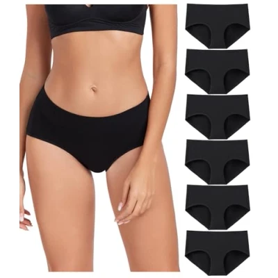 Image of wirarpa Underwear Women Cotton Ladies Knickers Comfortable Pants for Full Coverage Briefs 6 Pack Black Size 3X Large