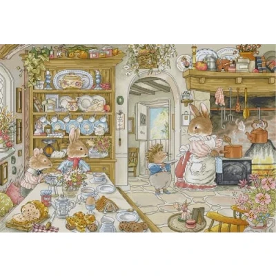 Image of Awesocrafts Cross Stitch Stamped Kits Peter Rabbit&#039;s Kitchen Easy Patterns Stitching Embroidery Needlework Kit Supplies 14CT 2 Strands