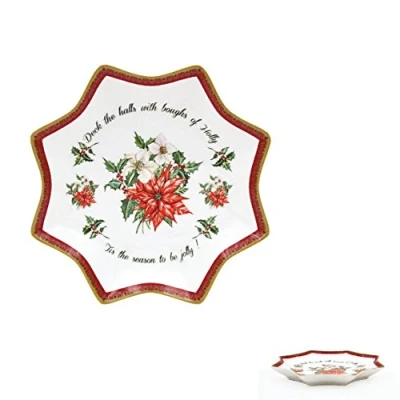 Image of Deck The Halls Christmas Ceramic Trinket Dish, Small