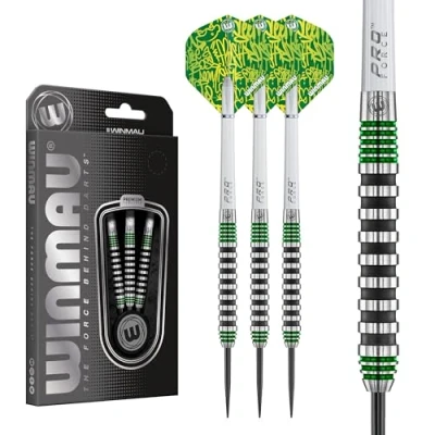 Image of WINMAU Advance 500 Series Tungsten Green 24 Gram Steeltip Darts Set with Flights and Shafts (Stems)