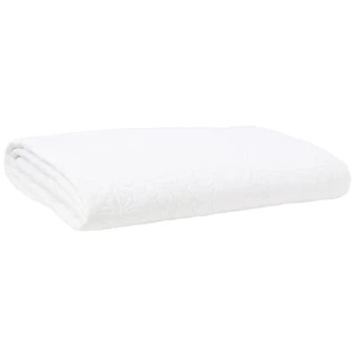 Image of Serene White Damask Embroidery Bedspread (230cm X 200cm) Soft Touch Microfibre Embossed Quilted Bedspreads in Blanket/Bed Cover for Bed Gianna Collection