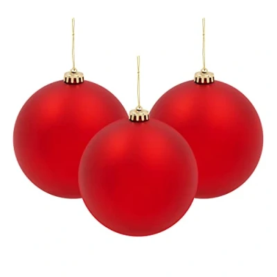 Image of Christmas Workshop 3pk 15cm Red Traditional Matt Bauble