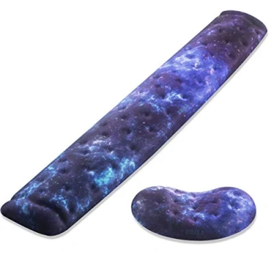 Image of BRILA Memory Foam Mouse &amp; Keyboard Wrist Rest Support Pad Cushion Set for Computer, Laptop, Office Work, PC Gaming Massage Holes Design (Nebula Bundle)