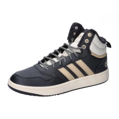 Image of adidas Men&#039;s Hoops 3.0 Mid Lifestyle Basketball Classic Fur Lining Winterized Shoes, core Black/Magic Beige/Wonder White, 9.5 UK