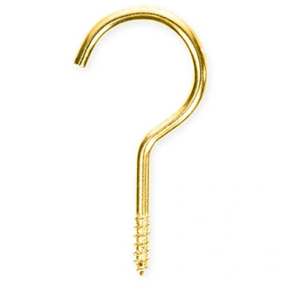 Image of 50mm Brass Plated Screw in Cup Hooks 50 Pack