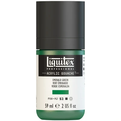 Image of Liquitex 2059450 Professional Acrylic Gouache, Paint with Gouache Properties, Non fading, Waterproof, 59 ml Dose, Bottle, Emerald Green