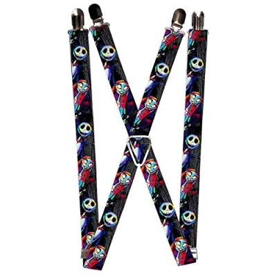 Image of Buckle Down Boys&#039; Suspenders Nightmare Before Christmas Jack &amp; Sally Pose El, Multicolor, One Size