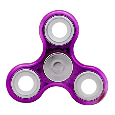 Image of Toyland® Fidget Hand Spinner Stress and Anxiety Relief 38 Designs To Choose From (Metallic Purple &amp; Silver Rings)