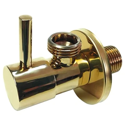 Image of Gold Brass 1/2&quot; x BSP Basin Hose Valve Water Tap Cut Off Long Lever