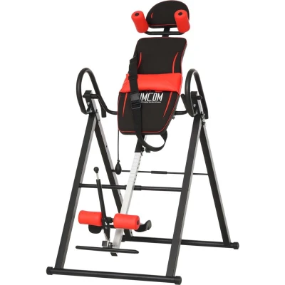Image of HOMCOM Gravity Inversion Table w/Safety Belt Adjustable Hand Stand Home Back Stretcher Machine For Muscle Pain Relief, Red