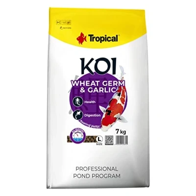 Image of Tropical koi WHEAT GERM &amp; GARLIC PELLET SIZE L 7kg Pond fish food for everyday feeding of in a wide range water temperatures from 8 to 30C