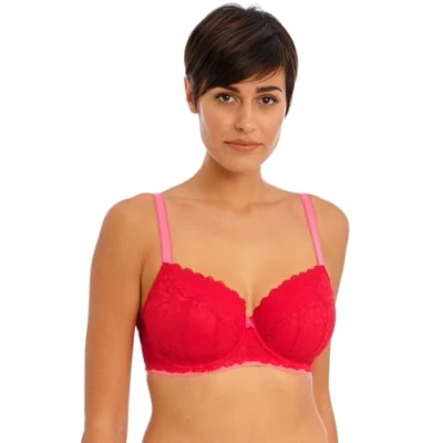 Image of Freya Womens 5453 Offbeat Half Cup Bra Red Elastane Size 36D