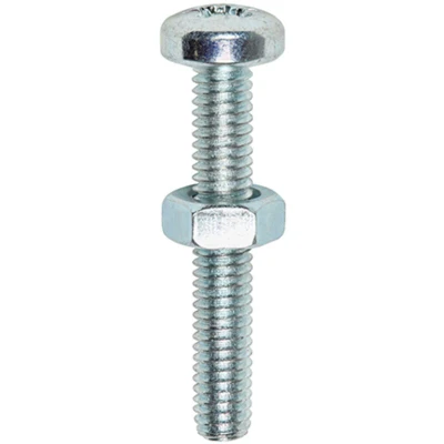 Image of 11x TIMCO Machine Screws Pz Pan &amp; Hex Nuts Zinc 4040PPMHNP Pack of 20