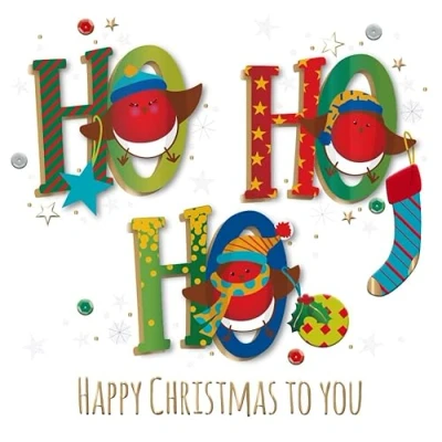 Image of Ho Happy Christmas Embellished Greeting Card Special Xmas Cards MWXR0380